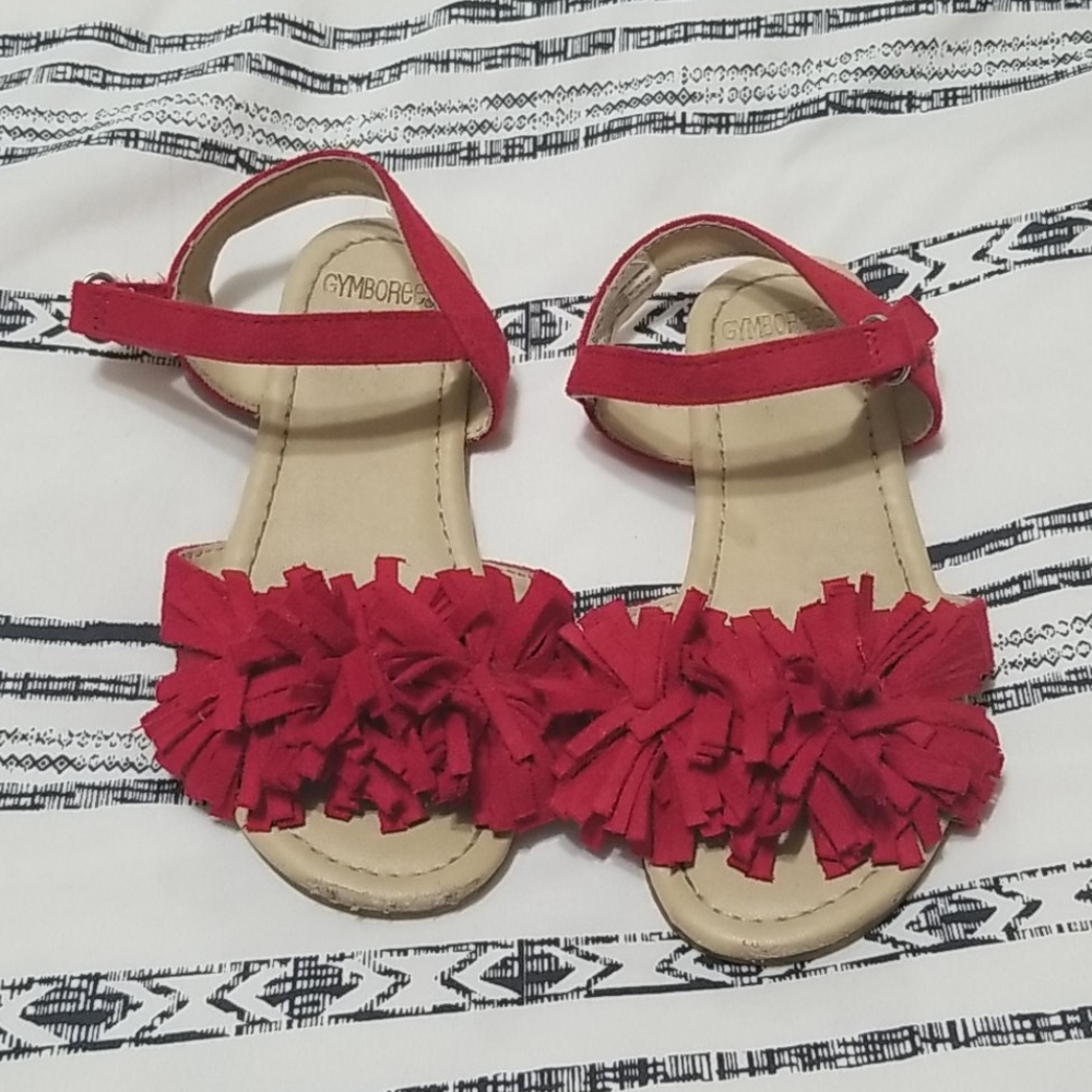 Little girls size 11 Gymboree red fringe sandals